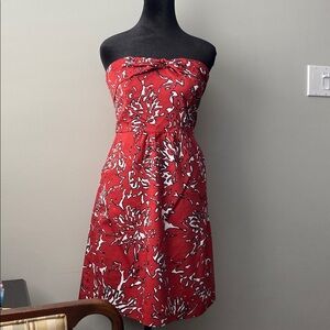 Dark red strapless bandeau mini dress with pockets!